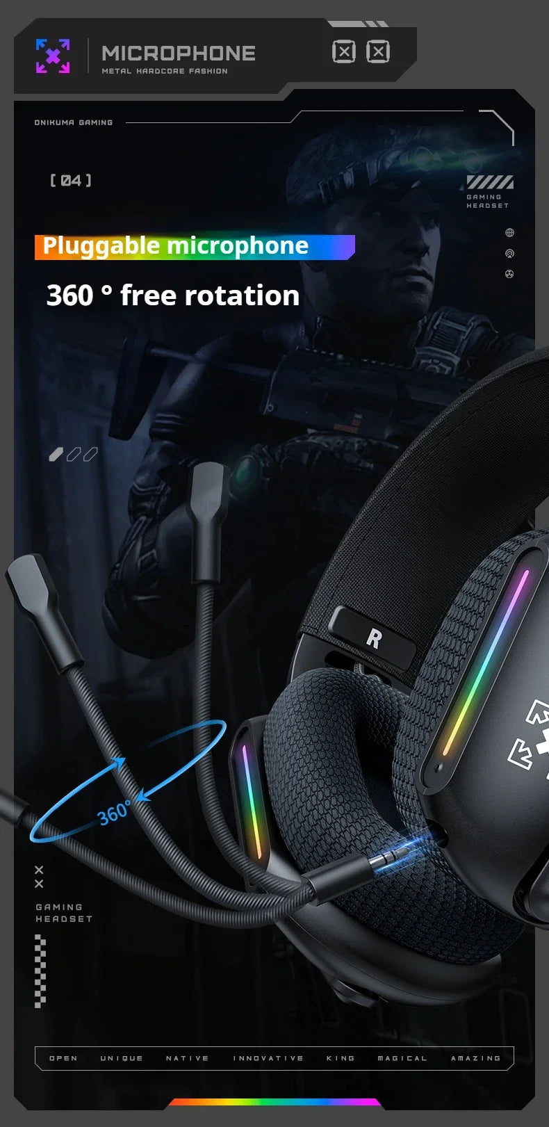Audífonos Gamer ONIKUMA GT808 RGB