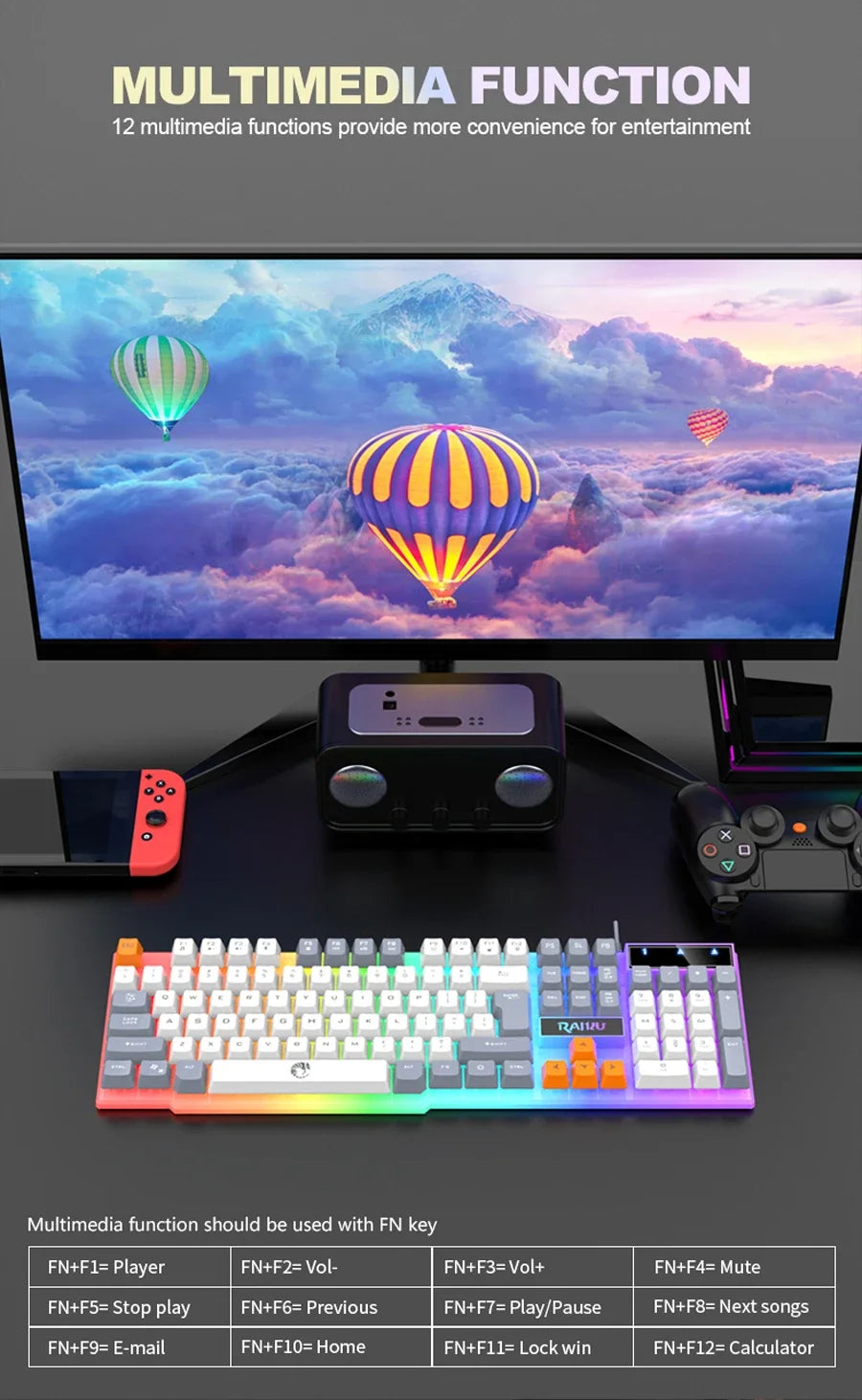RAIKU T26 Combo Gamer RGB