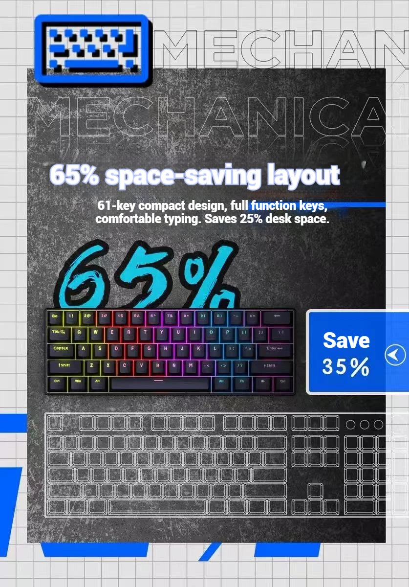 Teclado Gamer RGB 60%